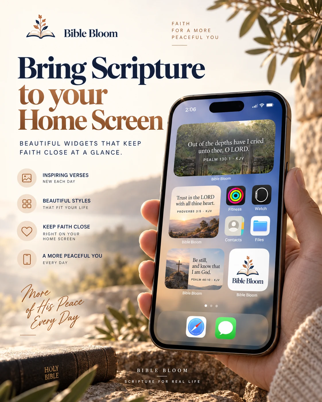 Bible Bloom Home Screen widget promotional artwork