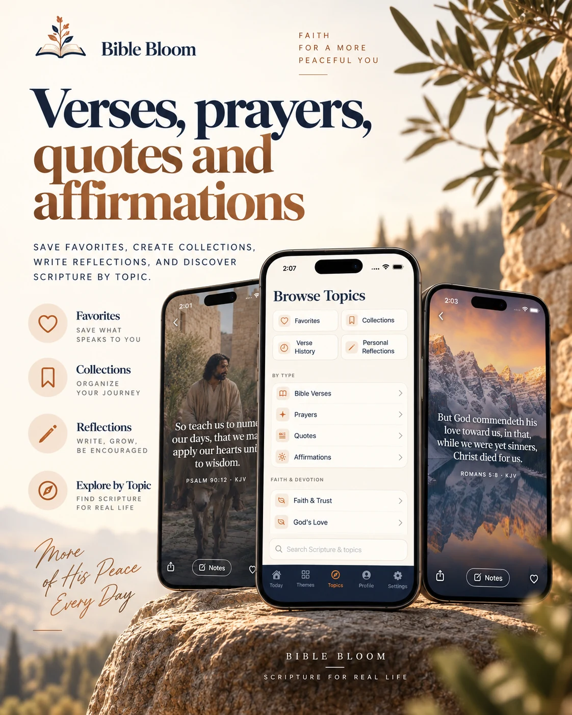 Bible verses, prayers and collections promotional artwork